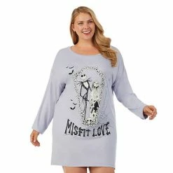 Licensed Character Plus Size The Nightmare Before Christmas Long Sleeve Sleepshirt Light Purple