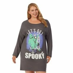 Licensed Character Plus Size The Nightmare Before Christmas Long Sleeve Sleepshirt Light Purple -Licensed Character Shop unnamed file 1365