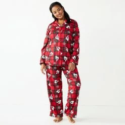 Licensed Character Disney's Mickey Mouse Plus Size Jammies For Your Families® "Holiday Party Mickey" Print Pajama Set