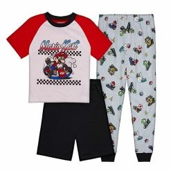 Licensed Character Boys 4-12 Nintendo Mario Kart Top, Shorts & Pants Pajama Set
