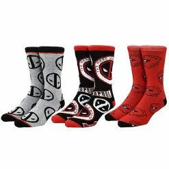 Licensed Character Men's Marvel Deadpool 3-Pack Crew Socks