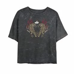 Licensed Character Disney's Mickey Mouse Year Of The Tiger Retro Kanji Collage Bombard Wash Juniors' Crop Tee