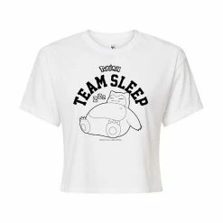 Licensed Character Juniors' Pokémon "Team Sleep" Cropped Graphic Tee White