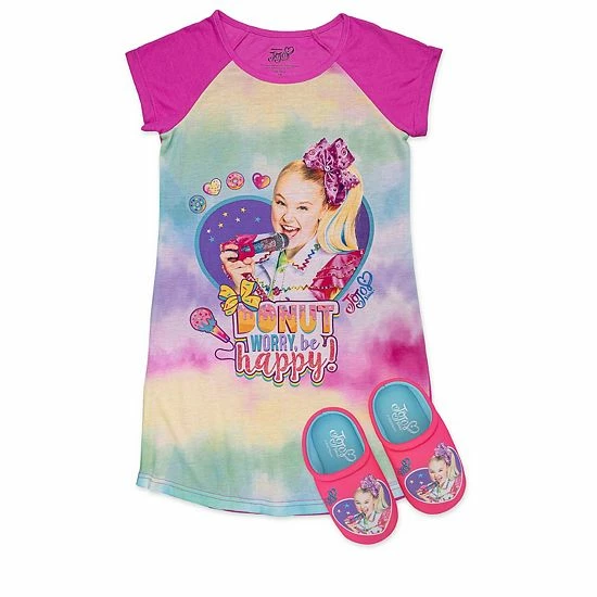 Licensed Character Girls 4-12 Jojo Siwa Nightgown & Slippers Set 3 Licensed Character Girls 4-12 Jojo Siwa Nightgown & Slippers Set