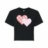 Licensed Character Juniors' Gingham Heart Duo Valentine's Day Cropped Tee -Licensed Character Shop unnamed file 13900