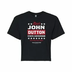Licensed Character Juniors' Yellowstone "Elect John Dutton" Cropped Graphic Tee