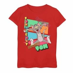 Licensed Character Girls 7-16 Tom & Jerry 90S Triangle Graphic Tee Pink