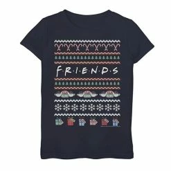 Licensed Character Girls 7-16 Friends Christmas Ugly Sweater Style Logo Graphic Tee Black -Licensed Character Shop unnamed file 14034