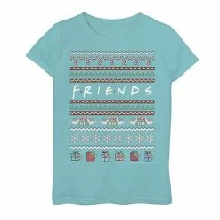 Licensed Character Girls 7-16 Friends Christmas Ugly Sweater Style Logo Graphic Tee Black -Licensed Character Shop unnamed file 14038