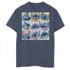 Licensed Character Disney's Lilo & Stitch Boys 8-20 The Many Faces Of Stitch Panels Graphic Tee Navy Heather -Licensed Character Shop unnamed file 14039