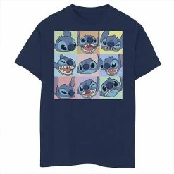 Licensed Character Disney's Lilo & Stitch Boys 8-20 The Many Faces Of Stitch Panels Graphic Tee Navy Heather -Licensed Character Shop unnamed file 14042