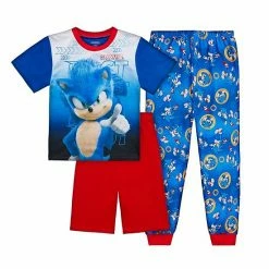 Licensed Character Boys 4-10 Sonic The Hedgehog Top, Shorts & Pants Pajama Set