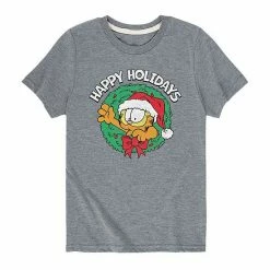 Licensed Character Boys 8-20 Garfield Happy Holidays Graphic Tee Gray -Licensed Character Shop unnamed file 14086