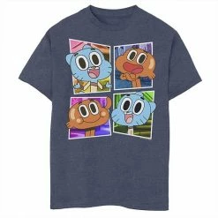 Licensed Character Boys 8-20 Cartoon Network Gumball And Darwin Four Square Portraits Graphic Tee