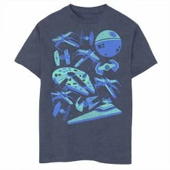 Licensed Character Boys 8-20 Star Wars Vintage Art Blue Ships Graphic Tee