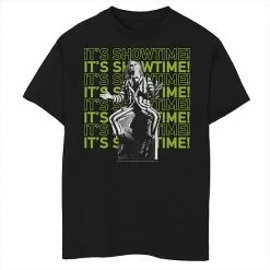 Licensed Character Boys 8-20 Beetlejuice It's Showtime Text Stack Graphic Tee