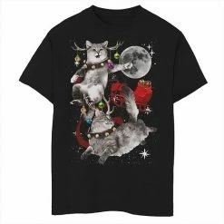 Licensed Character Boys 8-20 Cat Reindeer Santa Sled Space Graphic Tee