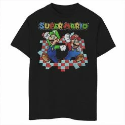 Licensed Character Boys 8-20 Super Mario Luigi & Mario Tile Breakthrough Graphic Tee