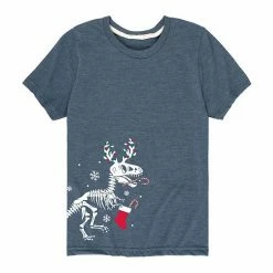 Licensed Character Boys 8-20 T Rex Christmas Skeleton Graphic Tee Blue