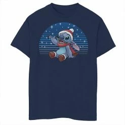 Licensed Character Disney's Lilo & Stitch Boys 8-20 Christmas Stitch Snowfall Portrait Graphic Tee