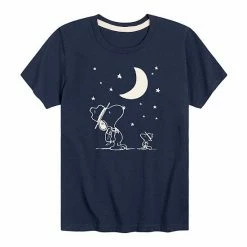 Licensed Character Boys 8-20 Peanuts Star Gazing Graphic Tee Black