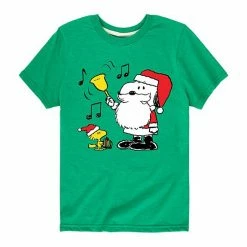 Licensed Character Boys 8-20 Peanuts Snoopy Santa Bell Tee Gray