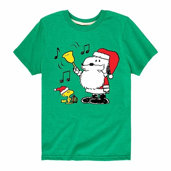 Licensed Character Boys 8-20 Peanuts Snoopy Santa Bell Tee Gray 4 Licensed Character Boys 8-20 Peanuts Snoopy Santa Bell Tee Gray - Image 2