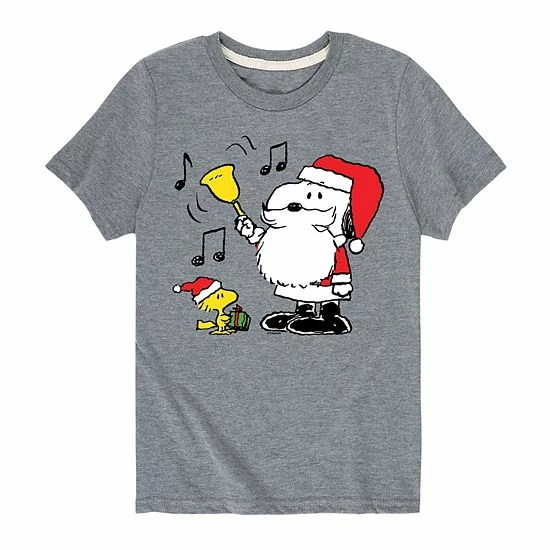 Licensed Character Boys 8-20 Peanuts Snoopy Santa Bell Tee Gray 5 Licensed Character Boys 8-20 Peanuts Snoopy Santa Bell Tee Gray - Image 3