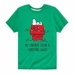 Licensed Character Boys 8-20 Peanuts Christmas Lights Graphic Tee Gray
