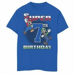 Licensed Character Boys 8-20 Nintendo Super Mario And Luigi Super Birthday 7th Birthday Portrait Graphic Tee