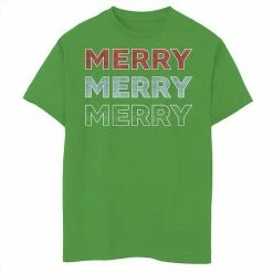 Licensed Character Boys 8-20 Merry Merry Merry Plaid Stack Christmas Graphic Tee