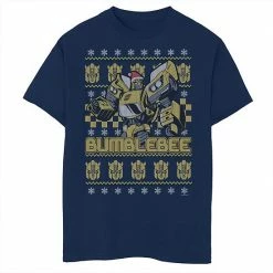 Licensed Character Boys 8-20 Transformers Christmas Bumblebee Ugly Sweater Tee