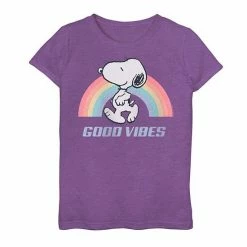 Licensed Character Girls 7-16 Peanuts Rainbow Good Vibes Graphic Tee