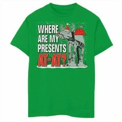 Licensed Character Boys 8-20 Star Wars Christmas Where Are My Presents AT-AT Graphic Tee