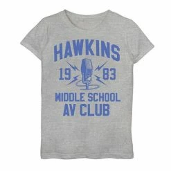 Licensed Character Girls 7-16 Netflix Stranger Things Hawkins Middle School AV Club 1983 Graphic Tee