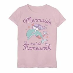 Licensed Character Girls 7-16 Fifth Sun Mermaids Don't Do Homework Image Graphic Tee