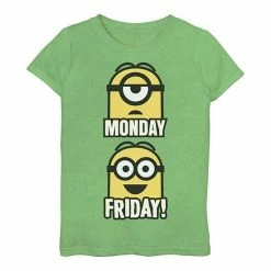 Licensed Character Girls 3-16 Minions Monday And Friday Expressions Portrait Tee