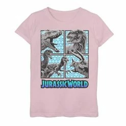 Licensed Character Girls 7-16 Jurassic Park Dinosaur Grid Portrait Logo Graphic Tee