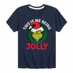 Licensed Character Boys 8-20 Dr. Seuss' The Grinch Who Stole Christmas Being Jolly Graphic Tee Navy