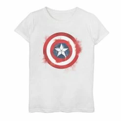 Licensed Character Girls 7-16 Marvel Captain America Shield Spray Painted Logo Tee