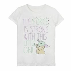 Licensed Character Girls 7-16 Star Wars The Mandalorian The Child Aka Baby Yoda "Force Is Strong" Tee