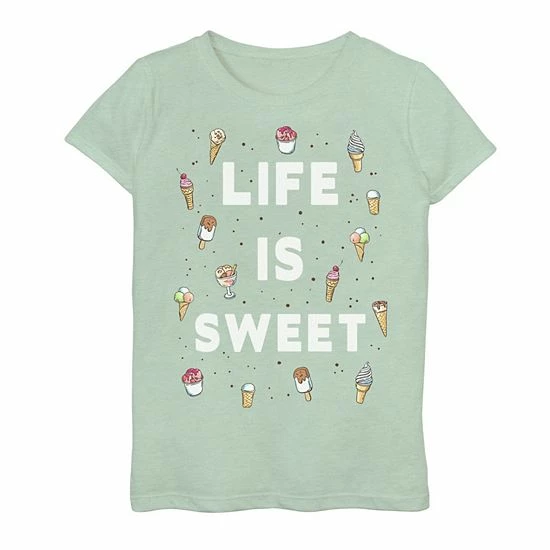 Licensed Character Girls 7-16 Life Is Sweet Surrounded By Ice Cream Design Graphic Tee 3 Licensed Character Girls 7-16 Life Is Sweet Surrounded By Ice Cream Design Graphic Tee