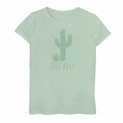 Licensed Character Girls 7-16 Free Cactus Hugs Text Graphic Tee