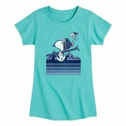 Licensed Character Girls 7-16 Peanuts Snoopy Woodstock Ski Tee Blue