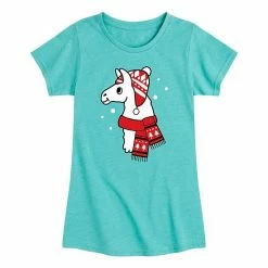 Licensed Character Girls 7-16 Llama Wearing Winter Clothes Tee