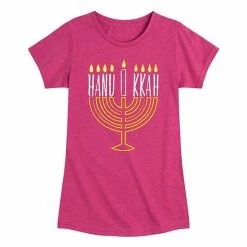 Licensed Character Girls 7-16 Hanukkah Menorah Graphic Tee Purple