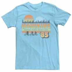 Licensed Character Men's Stranger Things Hawkins Strange Things 85 Retro Tee Light Blue