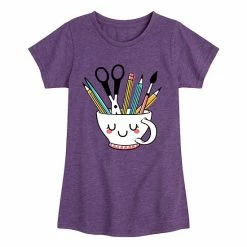 Licensed Character Girls 7-16 Tea Cup With School Supplies Graphic Tee