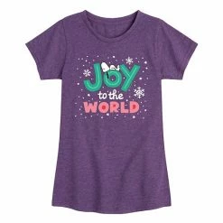 Licensed Character Girls 7-16 Peanuts Snoopy "Joy To The World" Tee
