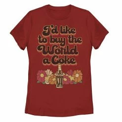 Licensed Character Juniors' Coca-Cola "I'd Like To Buy The World A Coke" Floral Tee Black